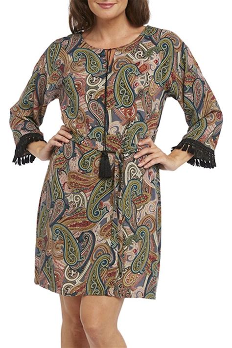 Kaktus Womens Knee Length Paisley Print Tunic Dress Plus Size Available New And Awesome