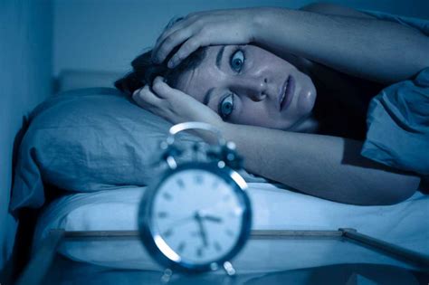 Sleepless And Desperate Beautiful Caucasian Woman Awake At Night Not