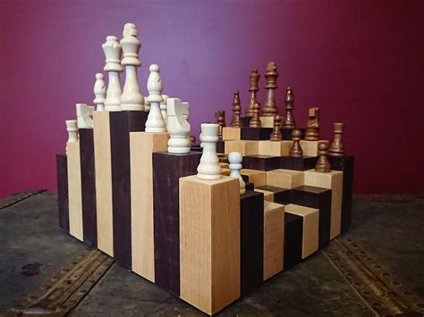 Unique Chess Set Large Handmade 3d Chess Decor Wood Board Etsy Canada