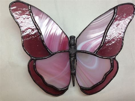 Stained Glass Butterfly Pink Pewter