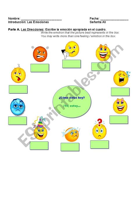 English Worksheets Label Feelings Emotions