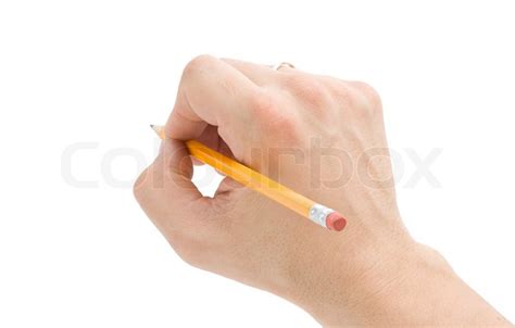 Hand Writing With Pencil Isolated Stock Image Colourbox