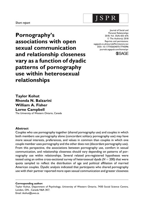 pdf pornography s associations with open sexual communication and relationship closeness vary