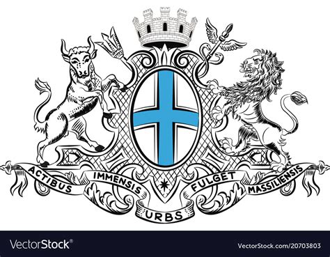 Coat Of Arms Of Marseille In Provence Alpes Cote Vector Image