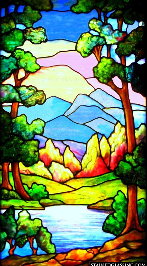 Landscape Of Color Stained Glass Window Stained Glass Patterns Free