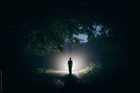 Mysterious Man In Forest At Night by Cosma Andrei