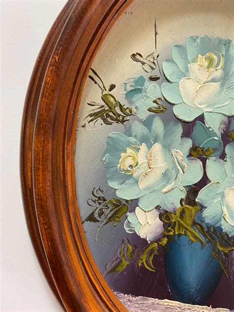 Vintage oil painting retro flowers still life floral framed | Etsy