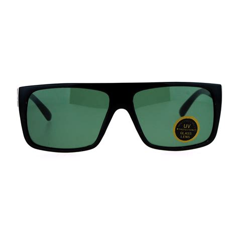 sa106 mens glass lens matte plastic flat top rectangular sunglasses