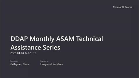 Ddap Monthly Asam Technical Assistance Series Youtube
