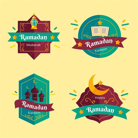 Free Vector Flat Design Ramadan Badges Set