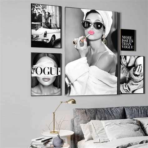 Fashion Poster Wall Art Print Black And White Canvas Painting Vogue