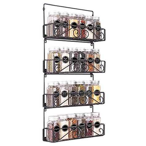 Swommoly 4 Tier Wall Mount Spice Rack Organizer With 24 Spice Jars 396