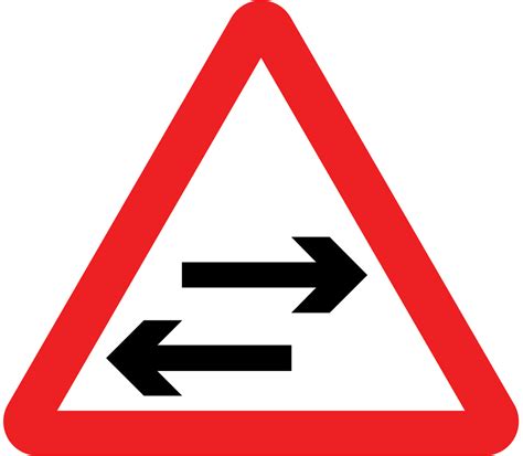 Two Way Traffic Sign On Route Crossing Ahead Theory Test