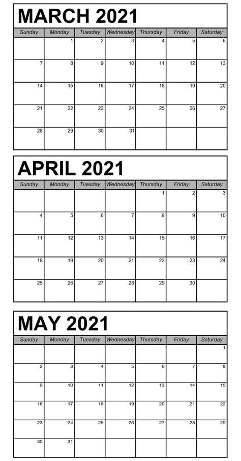 The calendar is updated if any new schedule information comes out. March April May 2021 Calendar Printable Template PDF Word Excel