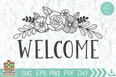 Welcome Sign Svg File Flower Welcome Grafica Di Wanchana365 · Creative