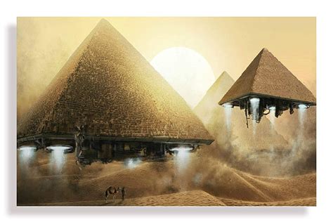 Snoogg Canvas Wall Art Painting Alien Pyramids Unframed Decor For Home