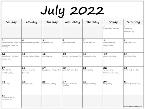 Collection Of July 2019 Calendars With Holidays