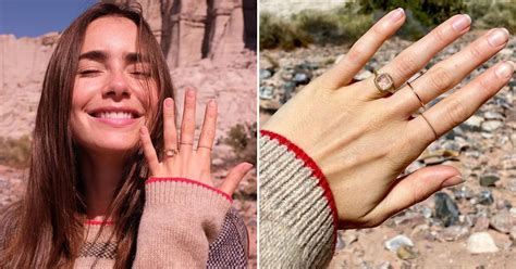 See Lily Collinss Stunning Engagement Ring Photos Popsugar Fashion Uk