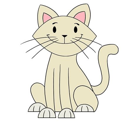 It is a cute cat, sitting on the ground and looking forward in disbelief, as if something happened to surprise it. How to Draw a Simple Cat | Easy Drawing Guides