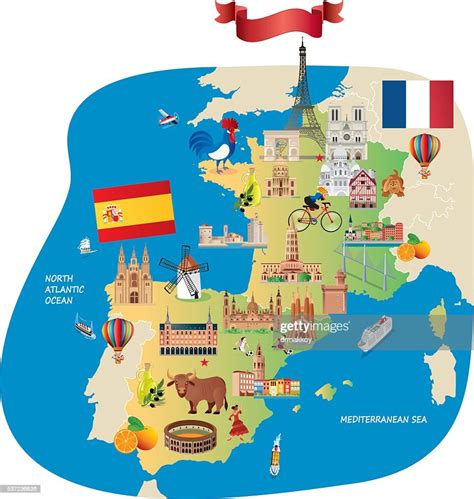 Mapas De Historieta Francia España Ilustración De Stock Getty Images