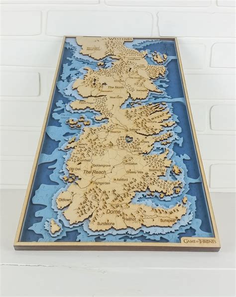 Game Of Thrones Westeros Wooden Map Bathymetric Charts Etsy