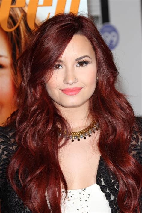 Demi Lovato Red Hair Color Long Waves