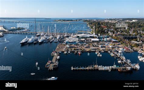 Aerial Stock Photos Of The Newport Harbor Boats Docked And Moored In
