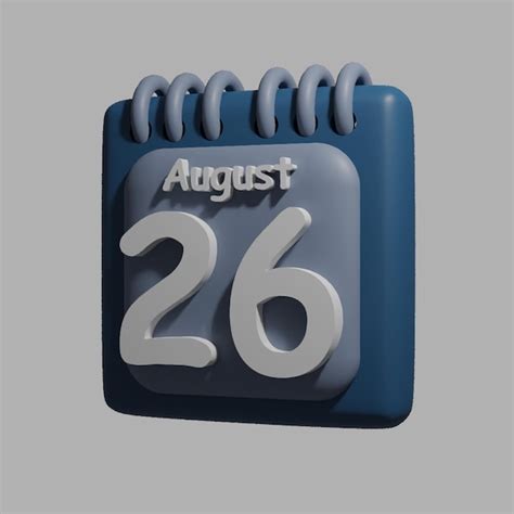 Un Calendario Azul Con La Fecha Del 26 De Agosto Archivo Psd Premium