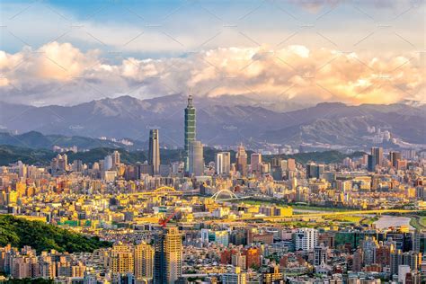 City Of Taipei Skyline At Twilight ~ Architecture Photos ~ Creative Market