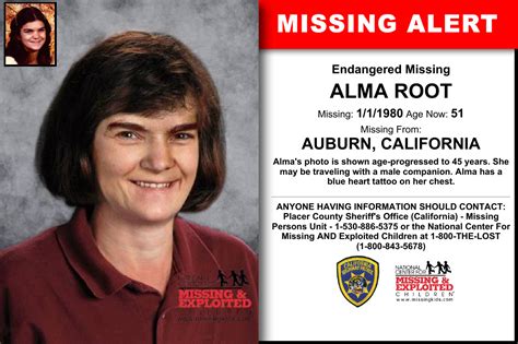 Alma Root Age Now 51 Missing 01011980 Missing From Auburn Ca
