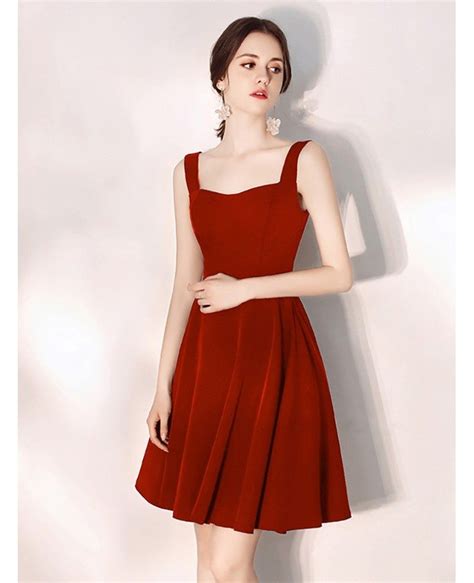Simple Burgundy Daily Wear Little Red Dress For Parties Htx88001