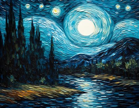 Premium Ai Image Moonlight In Van Gogh Style