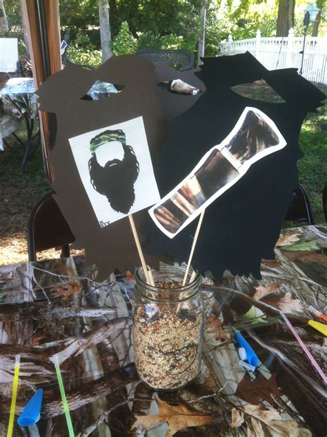 Duck Dynasty Party Center Pieces Mason Jars Filled With Birdseed Also