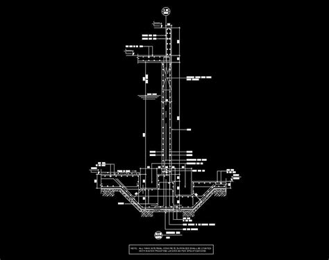 Water Tank Footing Cum Column Section View Autocad Drawing Cadbull