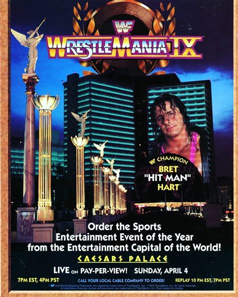 Wrestlemania 9 Bret Hart Las Vegas Wrestling Posters Pro Wrestling