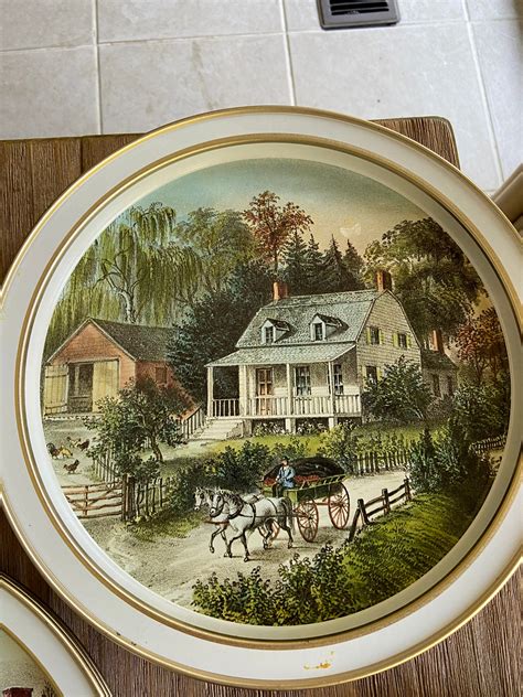 Vintage Currier And Ives Seasons Trays Etsy