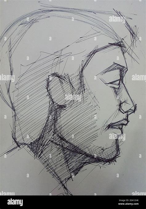 Man Face Side Sketch