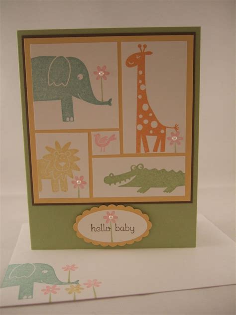Stampin Up Wild About You Handmade Zoo Animals Hello Baby Card Ebay
