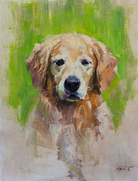 Holly The Golden Retriever Oil On Canvas 9x12 Private Collection