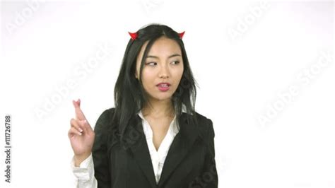 K Asian Evil Demon Business Woman Cut Out Isolated On White Background