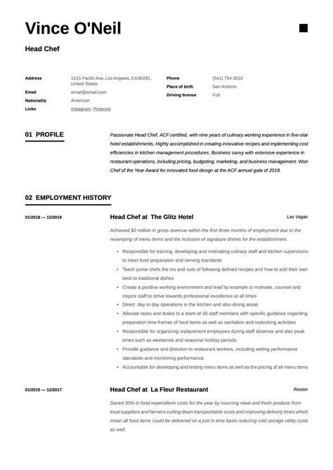 Ship captain resume sample inspires you with ideas and examples of what do you put in the objective, skills, responsibilities and. Head Chef Resume & Writing Guide | +12 Templates | 2020