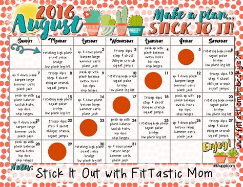 Fittastic Mom Monthly Challenges