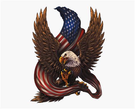 Eagle Head Clipart Patriotic Eagle Holding American Flag Free Transparent Clipart Clipartkey
