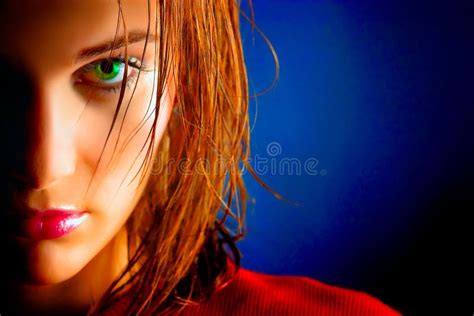 Portrait Of Beautiful Green Eyed Girl Stock Photo Image Of Person