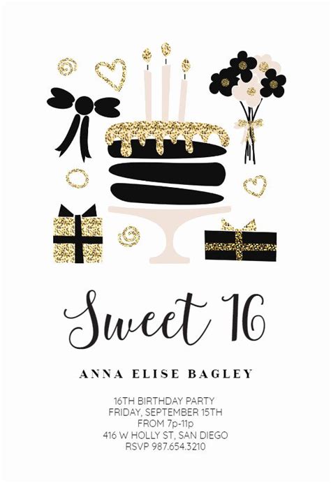 Free Printable Sweet 16 Birthday Cards New Glitter And Glam Sweet 16