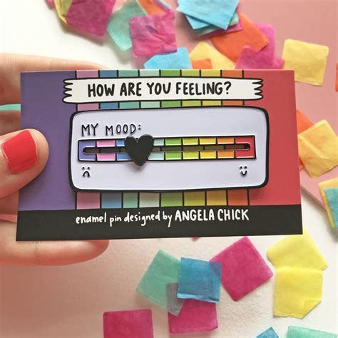 Mood Scale Rainbow Pin With Moveable Heart By Angela Chick