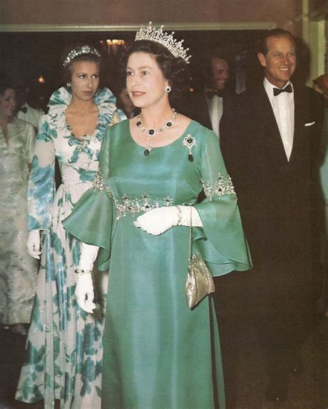 Princess Anne Wearing The Aquamarine Tiara Before It Was Altered And