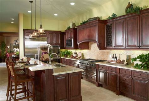 Cherry Wood Cabinet Kitchen With L Shape Design More Cherry Wood