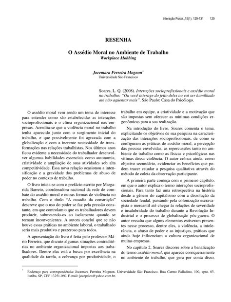 Assédio Moral No Trabalho Redação