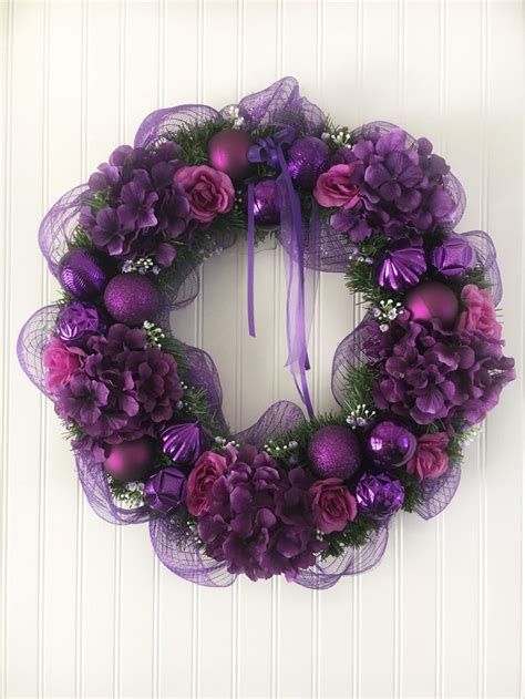 Purple Christmas Wreath Christmas Ornament Wreath Holiday Etsy